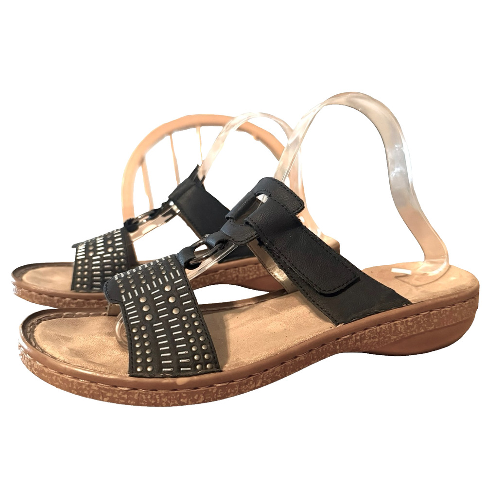 Rieker Antistress Regina Slides Studded Sandals Slip On Shoes Navy Blue 41 / 9.5